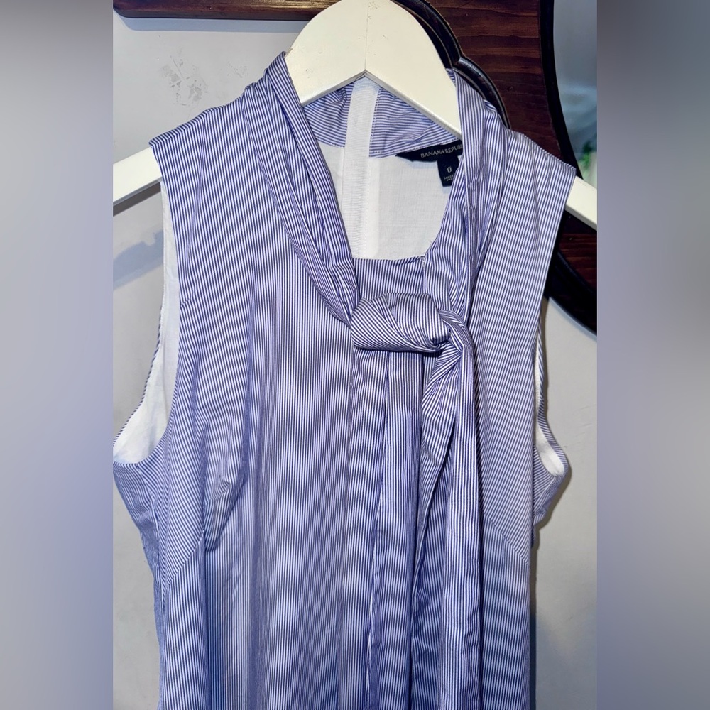 Banana Republic Tie Neck Striped Dress